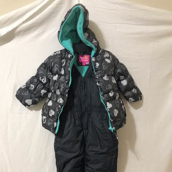 PINK PLATINUM Girl 
POLKA GRID 2-PIECE SNOWSUIT - Picture 1 of 11